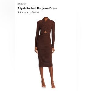 Bardot Aaliyah Ruched Bodycon Dress in Chocolate (Size Large)